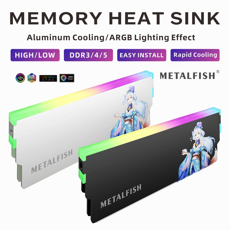 Ram Memory Module - Radiator METALFISH DRAM 5V-3PIN ARGB DDR3